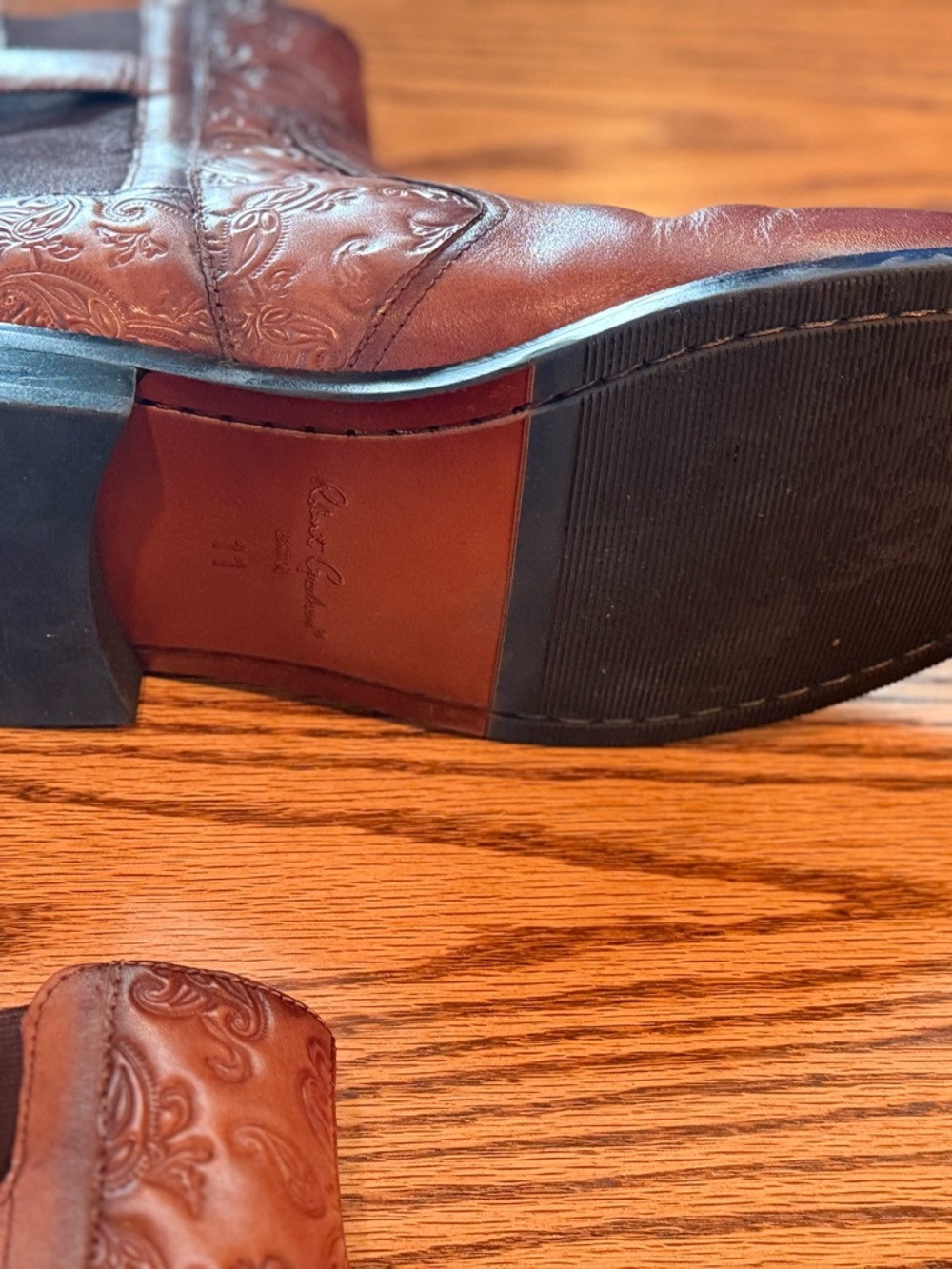 Robert Graham Men's Tooled Leather Brown Boot - Picture 2 of 8